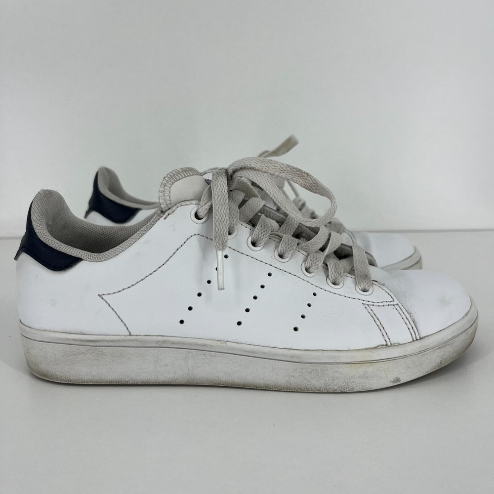 Adidas Stan Smith Vulc White Navy Blue Leather Sneakers B49619 Mens 5 Womens 6.5